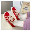 Fashion Designer Canvas Shoes Women Low Top Sneakers Wide Toe Lace Up Trainers Shoes Brand Girls Red Blue Sneakers Girls Tenis Plimsolls