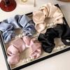 Cream Sea Blue Satin Pearl Border Large Intestine Headband Temperament Gentle Low Ponytail High-end Feeling Travel Rubber Band