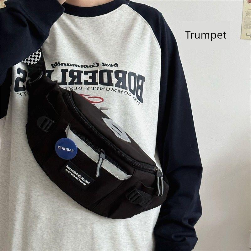 

German Bag Women 2025 New Chest Bag Messenger Bag Men s Waist Bag Mobile Phone Bag Dumpling Bag Sports Canvas Shoulder Bag Black small size [can put mobile phone Cup]]