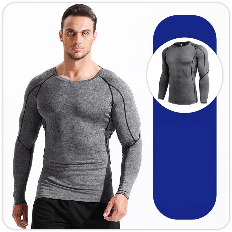 Men's T shirt Tights Sports Elastic quick-drying Compression Long Sleeve Fitness clothing Running Training clothing S M L XL XXL 3XL