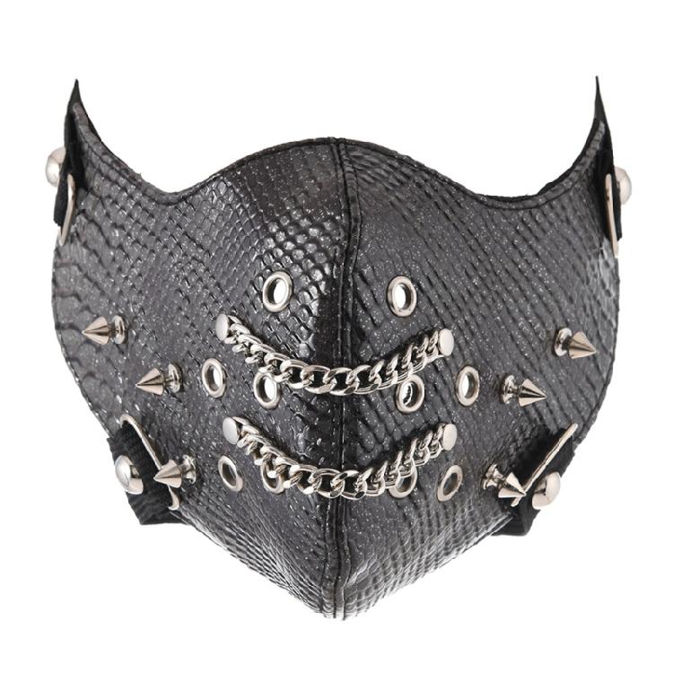Leather Spikes Mask Gothic Punk Rivet Biker Motorcycle Mask Anti-Dust Sport Masks for Halloween Cosplay Party Adjustable