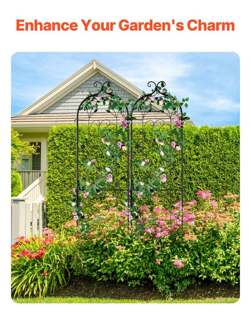 2 Packs Metal Garden Trellis for Climbing Plant Support 60x15 In Rustproof