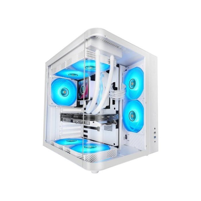 Mars Gaming MC-CURV Caja Gaming Atx Triple Cristal Templado Curvado Doble Cámara USB-C Blanco