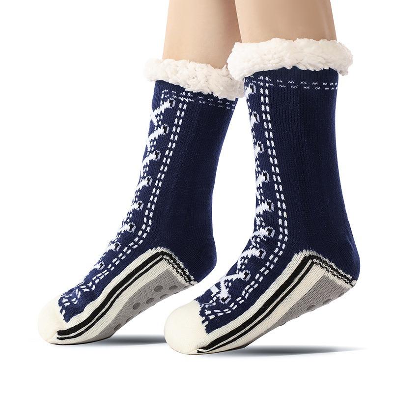 1 Pair Thermal Fluffy Women Socks Winter Warm Plush Non Slip Home Sleeping Soft Female Floor Grip Fuzzy Funny Sock