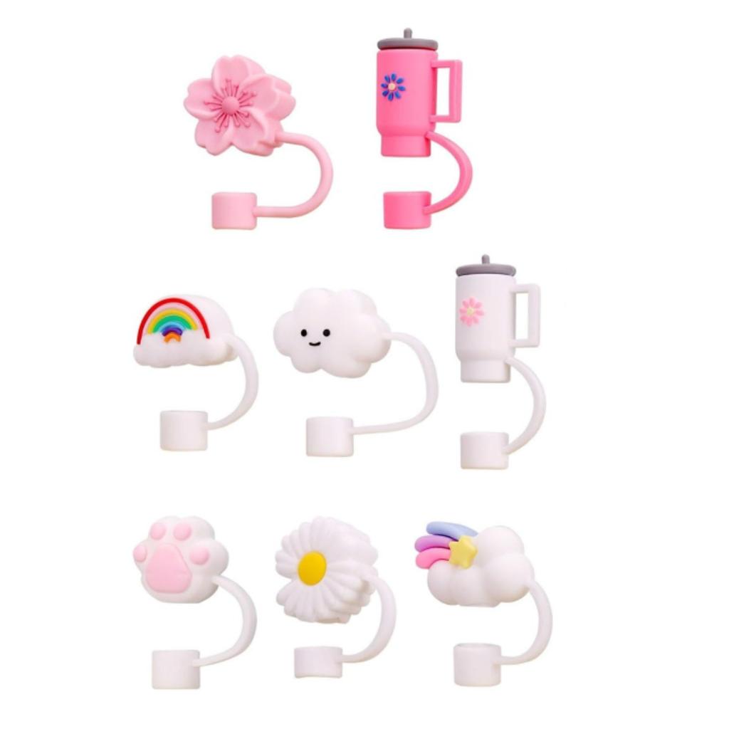 Cute Creative Cartoon Christmas Straw Cap Splash Proof Dust Cover Reusable Universal Beverage Straw Topper 10MM