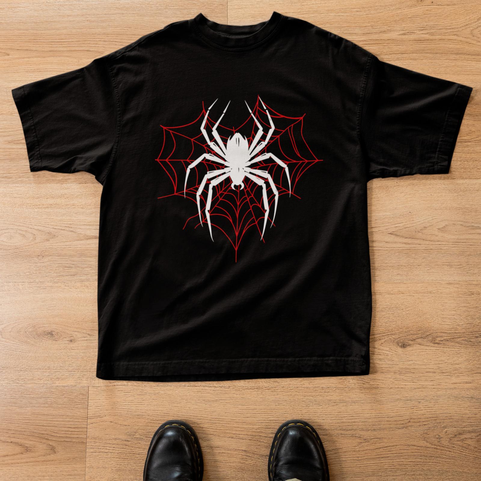Spider Web Gothic Halloween Shirt Creepy Arachnid Graphic Tee Unisex S