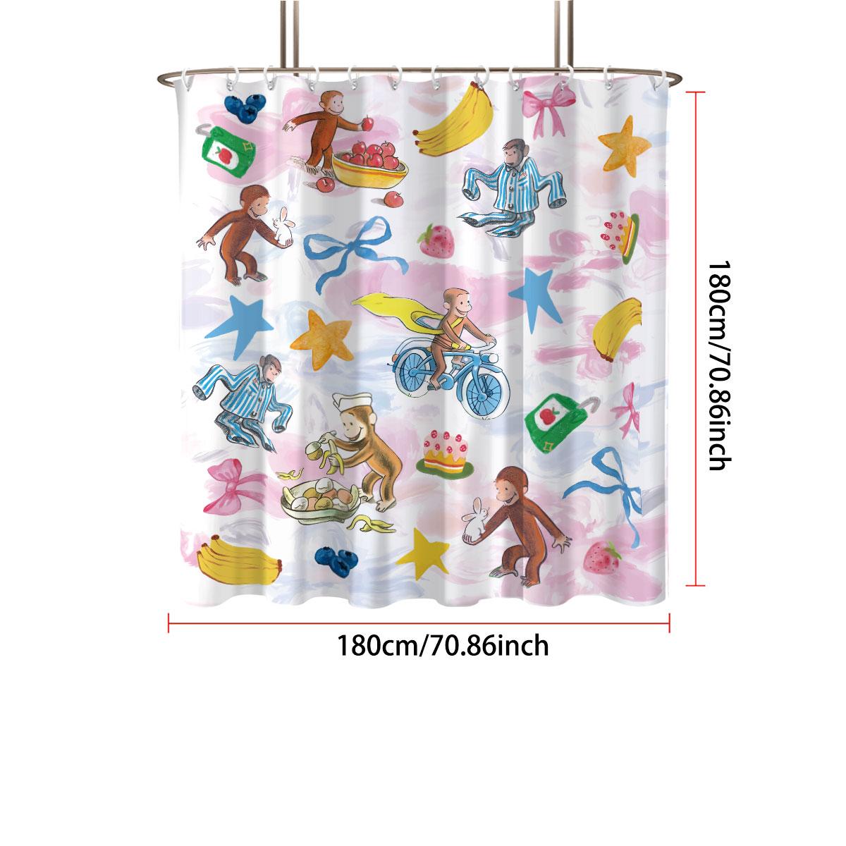 

1pc color cartoon monkey print waterproof shower partition privacy hanging curtain 12 hook multiple size easy installation 90x180cm