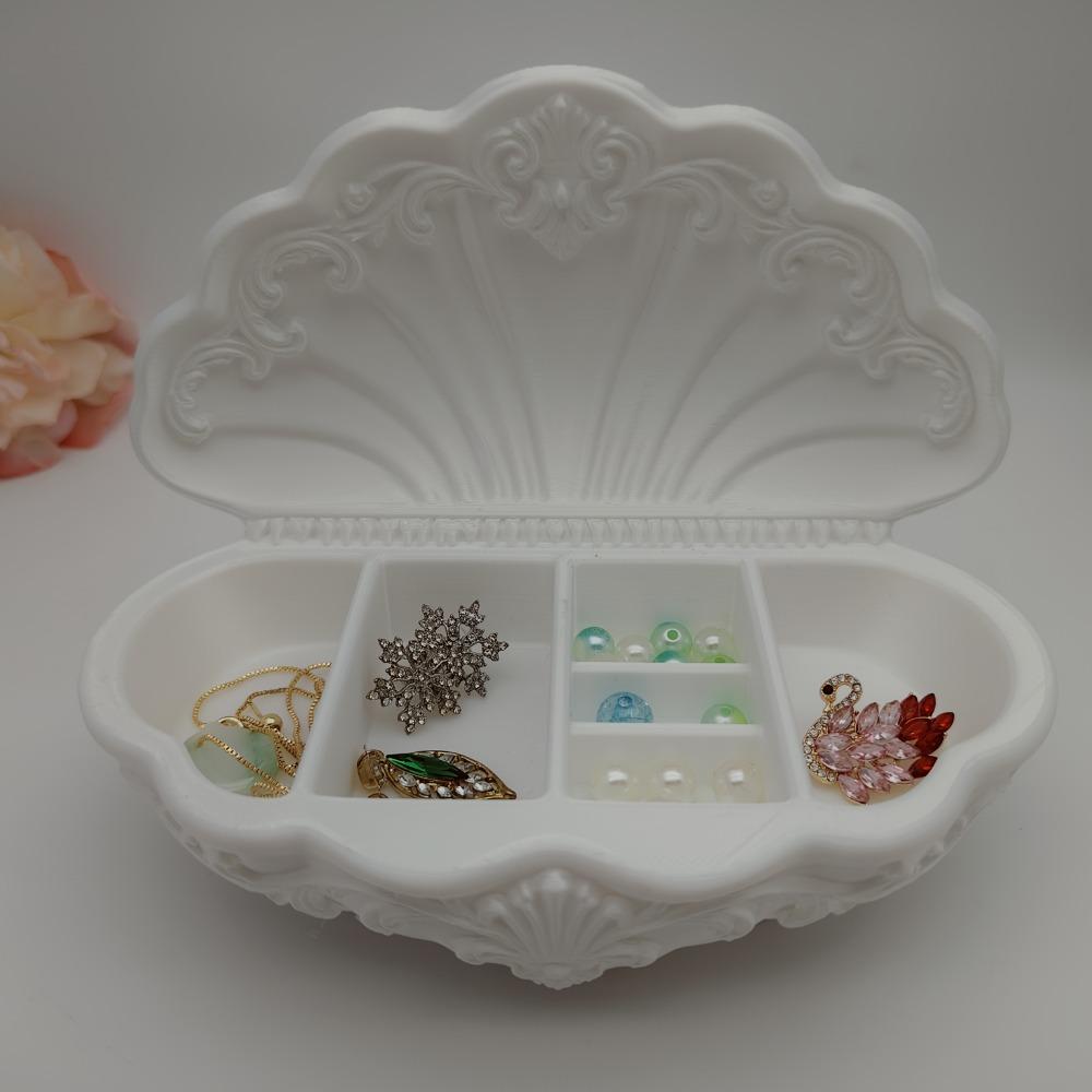 Vintage Shell-Shaped Jewelry Tray 3D Printed Desktop Storage Box Decorative Gift Box Table Decor