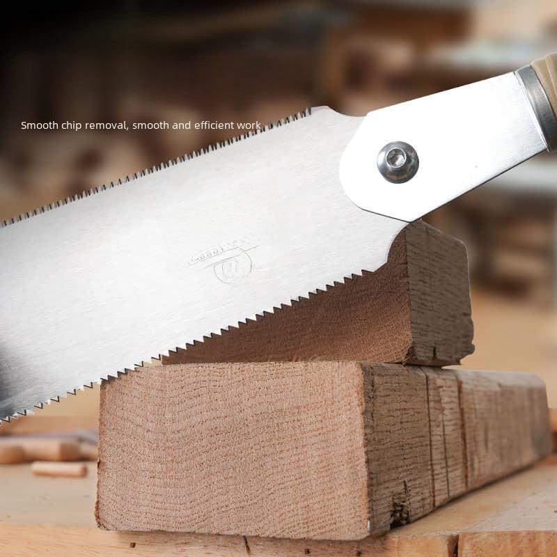 Japanische doppelseitige Holzsäge mit Rattangriff für Querschnitte und Zapfenarbeiten