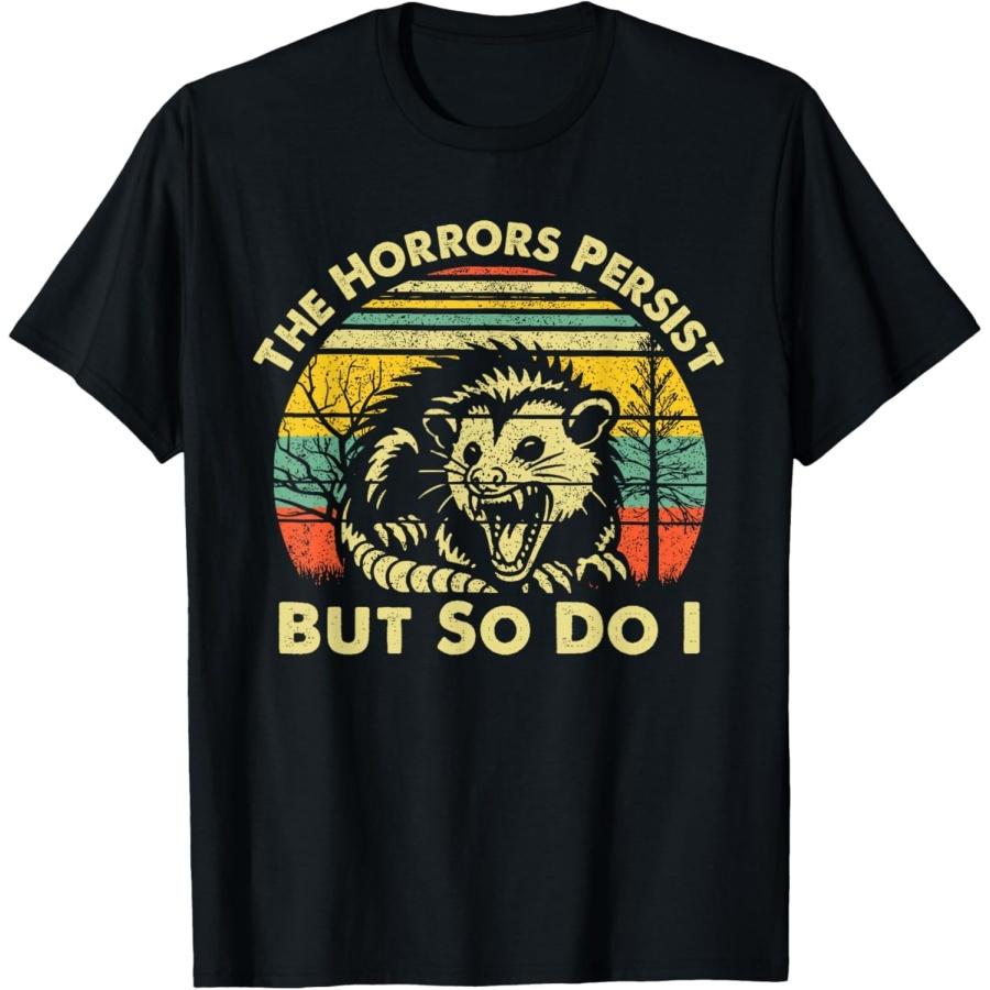 CaDoes The Horrors Persist But So Do I, Angry Possum, Retro Opossum T-Shirt S