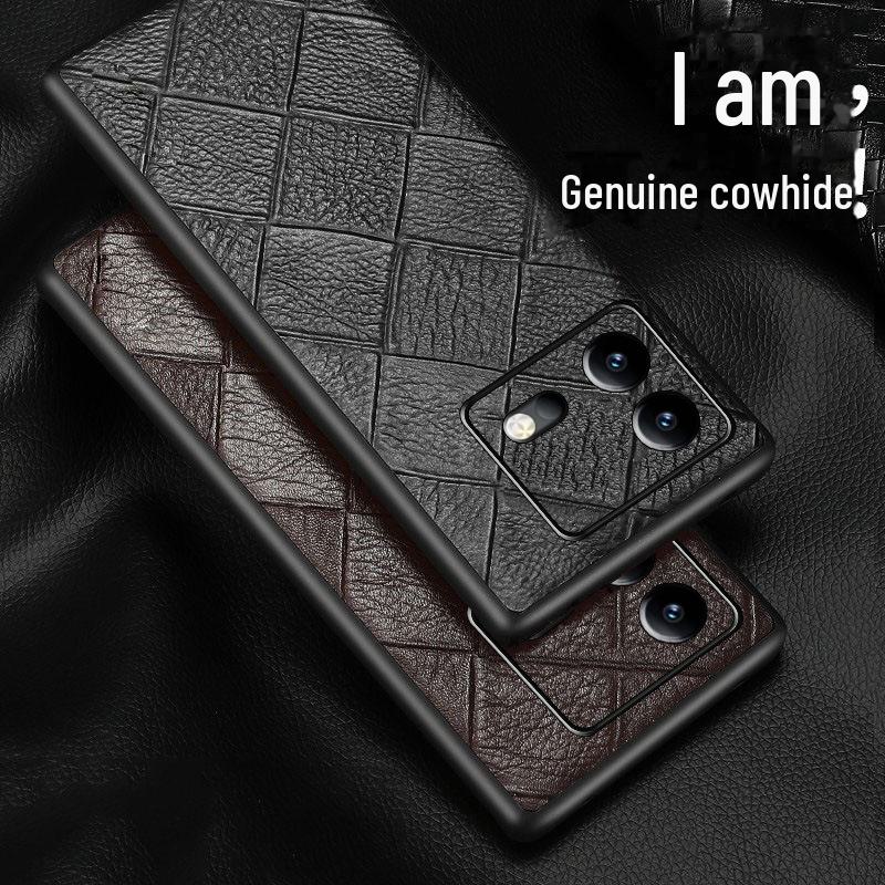 iQOO Neo9 Cowhide Diamond Pattern Leather Case - High-end protective cover for Neo9Pro.