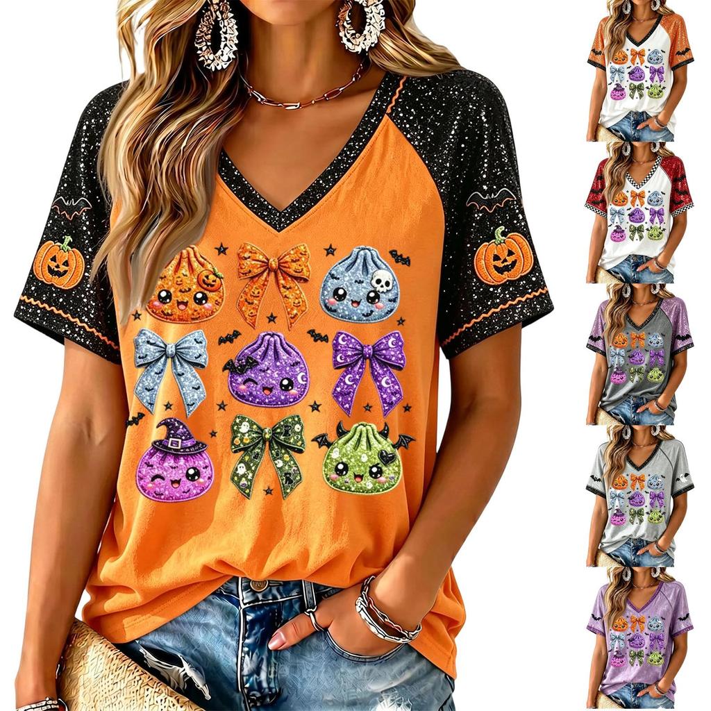 Women's Cute Halloween Printed Short Sleeve T-Shirt