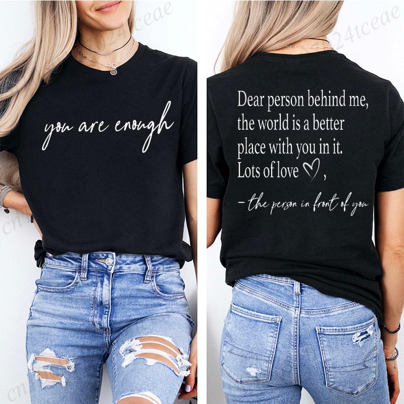Dear Person Behind Me Printed Summer T-Shirts Tops Mental Health Awareness Design Women's Graphic T-Shirt Short Sleeve Clothing