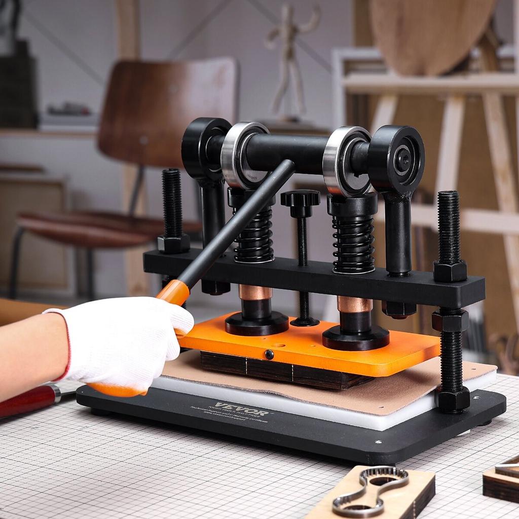 Leather Cutting Machine, 10.2 x 4.7 in Embossing Plate Manual Die Cutter, 0.47 in Pressure Stroke Leather Embossing Machine, Dual Guide Shafts Die Cut