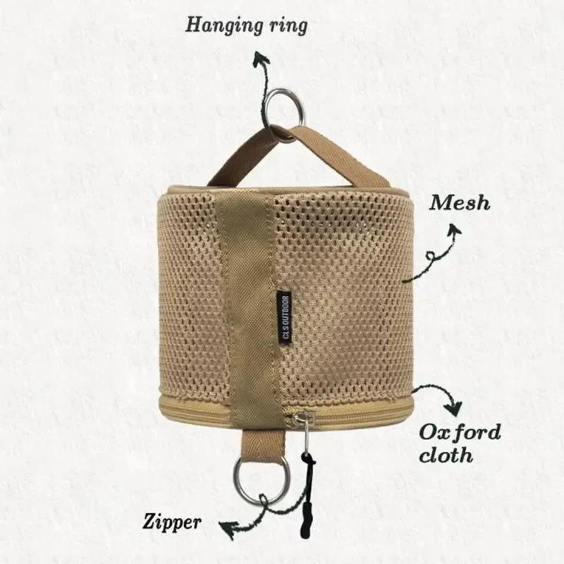 Portable Camping Tissue Roll Holder Bag, 1Pc Outdoor Storage Pouch with Hook, Hanging Napkin Rack for Tent Car Travel