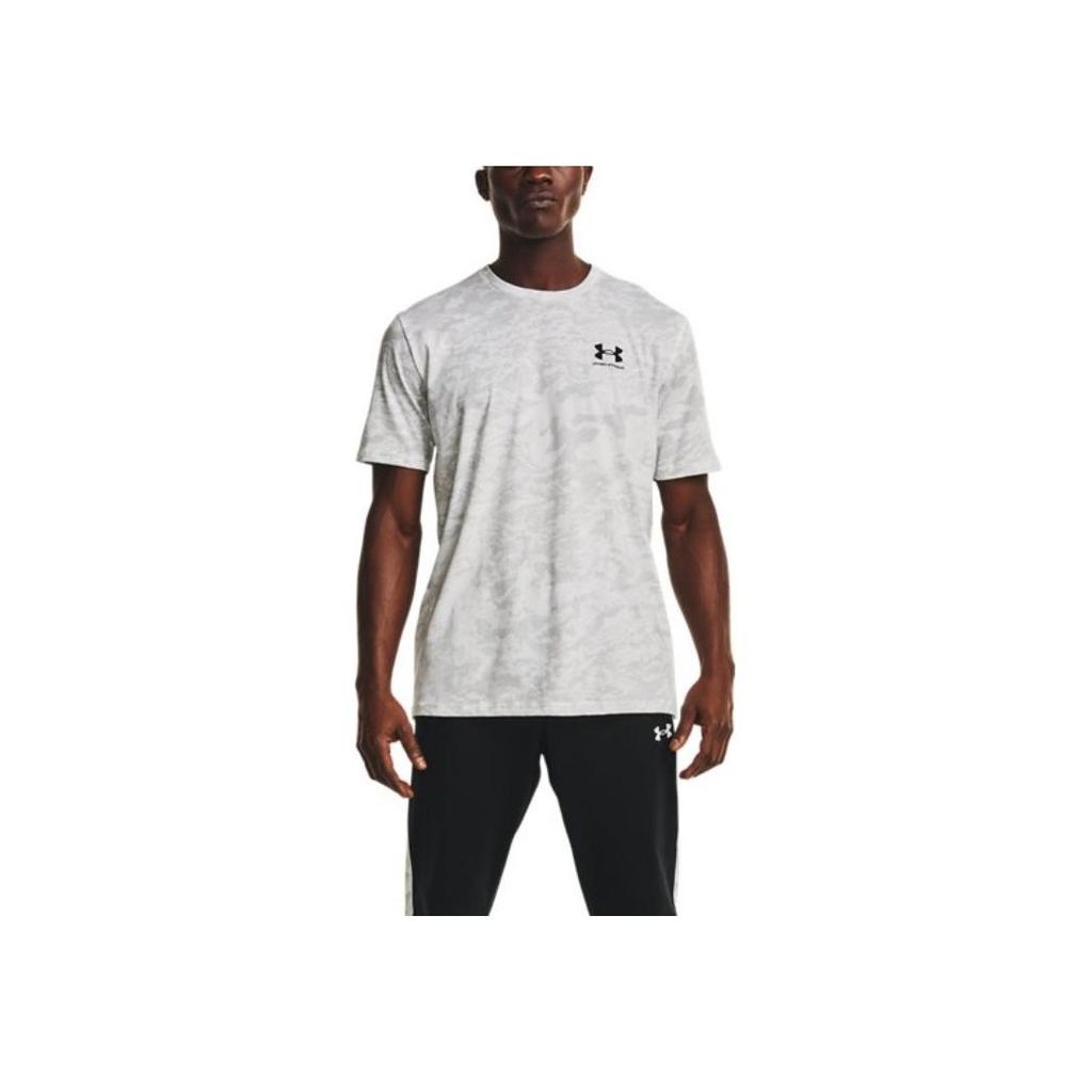 Under Armour Printed Logo Camouflage Crew Neck T-Shirt Men Tops White 1357727-100
