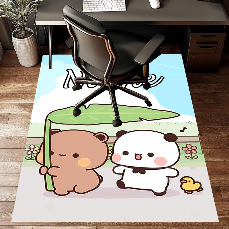Custom Yier BuBu Bear Mat Personalized Name, Polyester Washable Indoor Entryway Rug, Gift for Christmas, Easter, Thanksgiving Day