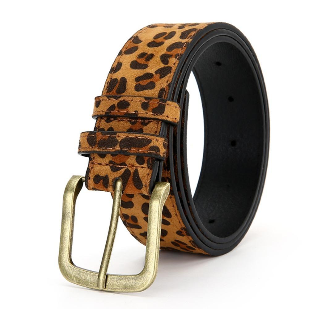 Alloy Buckle Leopard Print Belt Bohemia Style Pin Buckle Belt Unique Women s Belt  Dresse Jean