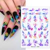 Nail Sticker Vivid Bright Ultra Thin Black White Leaves Flower Nail Tropical Geometry