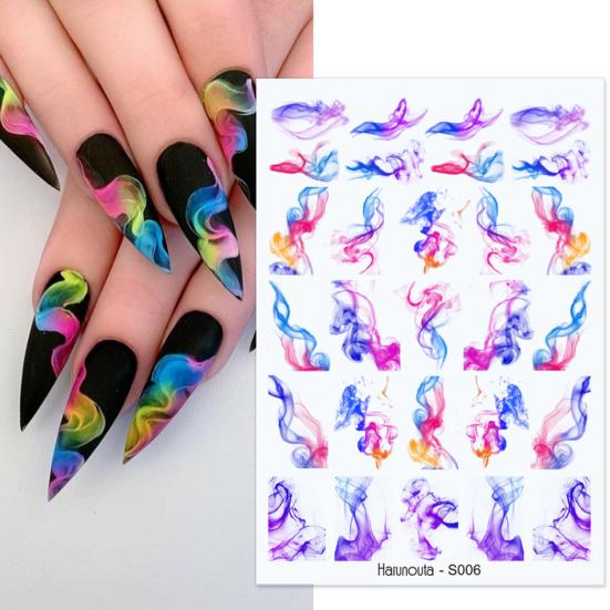 Nail Sticker Vivid Bright Ultra Thin Black White Leaves Flower Nail Tropical Geometry