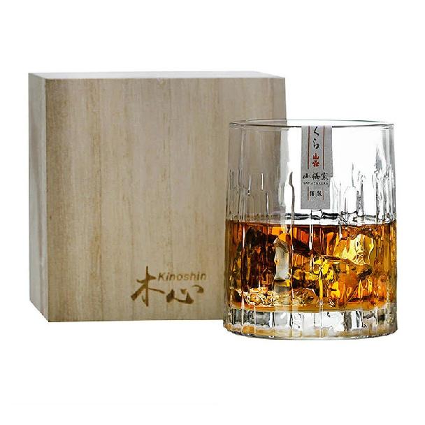 Japanese Edo Crystal Kinoshin Whiskey Glass Aoki Whisky Cup Old Fashioned Hammer Bark Pattern Wineglass Carving Brandy Snifters 275ml