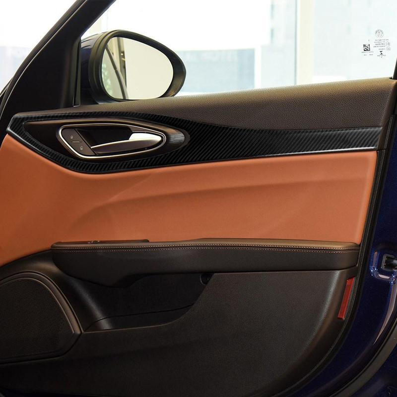 Carbon Fiber Car Accessories Door Panel Decorative Modified Interior Trim Cover Soft Sticker For Alfa Romeo Giulia 2017-