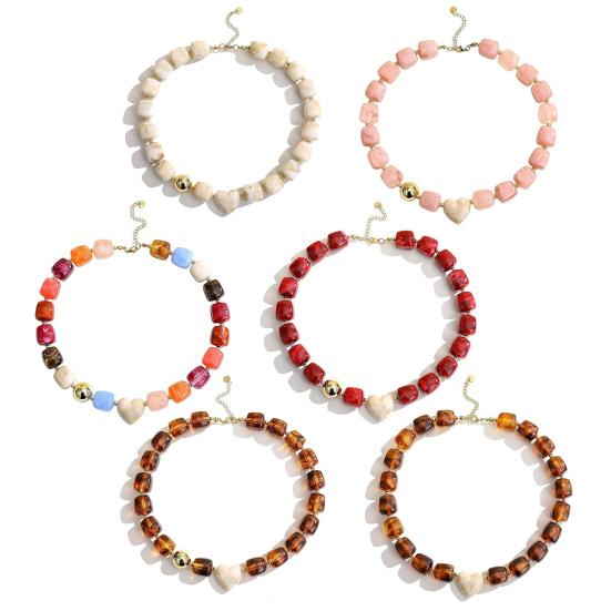 Chunky Beaded Choker Bohemian Colorful Beads Necklace Summer Holiday Necklace for Women Daily Wear Party Beach Vacation