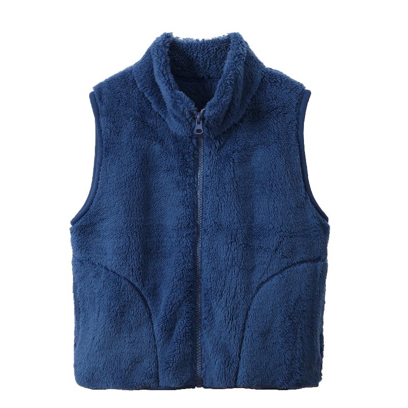 4-12 Years Kids Plush Vest Winter Warm Sleeveless Zipper Coat