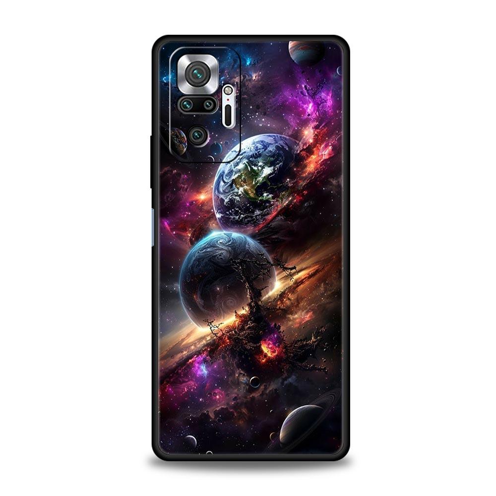 Universe Starry Sky Moon Phone Case Cover for Redmi 14C 10C Note 15 14 13 12 10 11 K40 Pro Plus Soft TPU Shell Shockproof Fundas