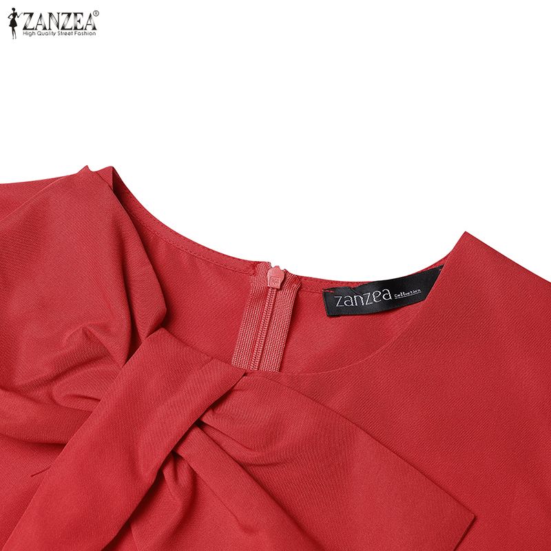ZANZEA Abito estivo casual da donna con scollo rotondo e maniche corte