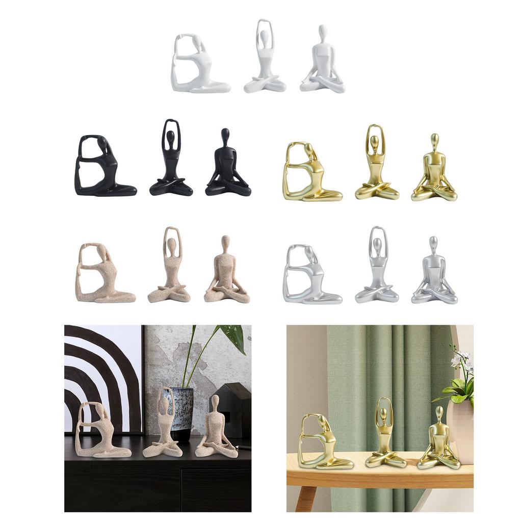 3x Yoga-Figuren, Sammlerstücke aus Kunstharz, Yoga-Statuen für Frauen, ideal als Dekoration für Schlafzimmer, Tisch, Regal oder Wohnzimmer.
