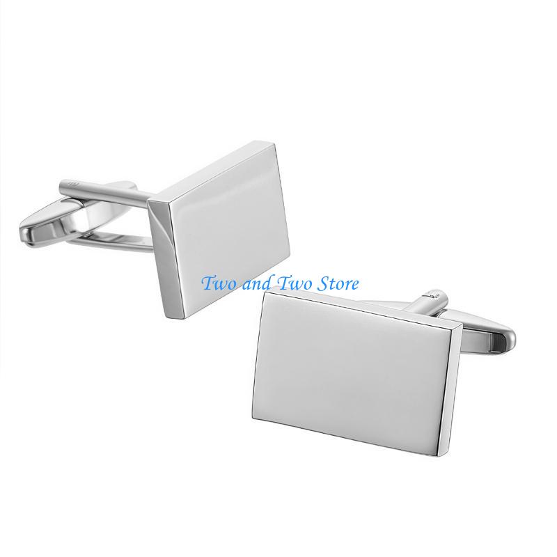 HX6F Modern Geometric Cufflinks Stylish Accessory Metal Texture for Dress Shirts