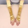 Satin Hook Finger Gloves 49CM Long Fingerless Gloves New Women Gloves  Wedding Bride