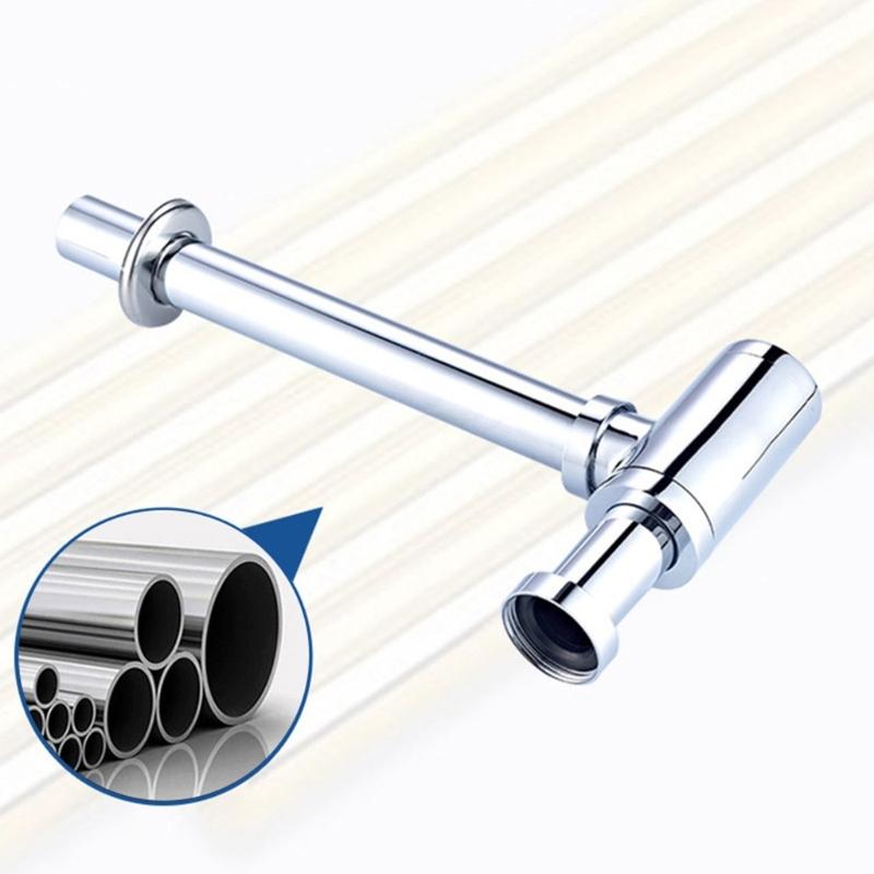 Universal Sink Drain Pipe 1 1/4" with Easy Clean Opening & Installation Guide Bathroom Basin Siphon with Cleaning Access