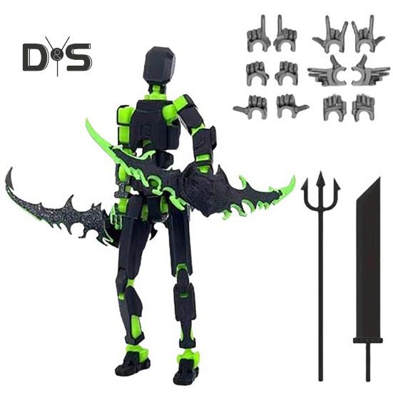 

1 комплект, фигурка робота с аксессуарами, многосуставная подвижная 3D-модель робота с шарнирной рамкой, фигурка-манекен, украшение для детей и взрослых, подарок чёрный/зелёный