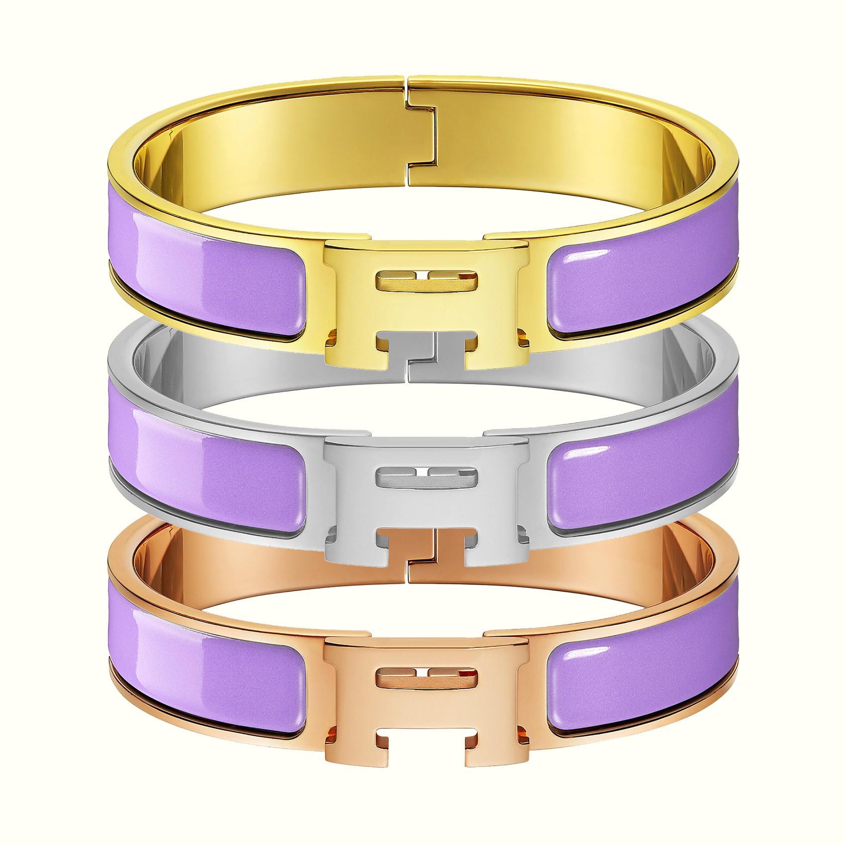 

Класичний браслет з титанової сталі кольору рожевого золота з емаллю з літерою H для пар Gold 19cm