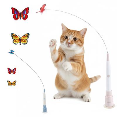 Electric Butterfly Toy with Suction Cup Flutter Rotating Kitten Toys Automatic Cat Teaser Toys for Indoor Cats