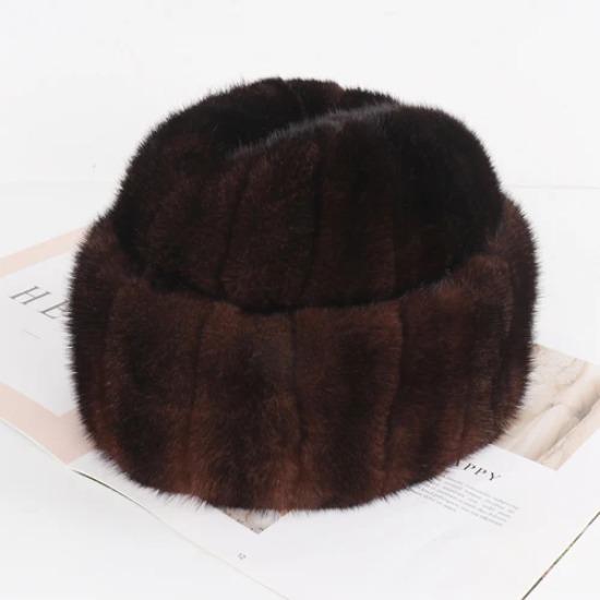 New Winter Men Luxury Real Mink Fur Hat Natural Warm Mink Fur Cap Russian Male Outdoor Genuine Real Mink Fur Fedoras Hats