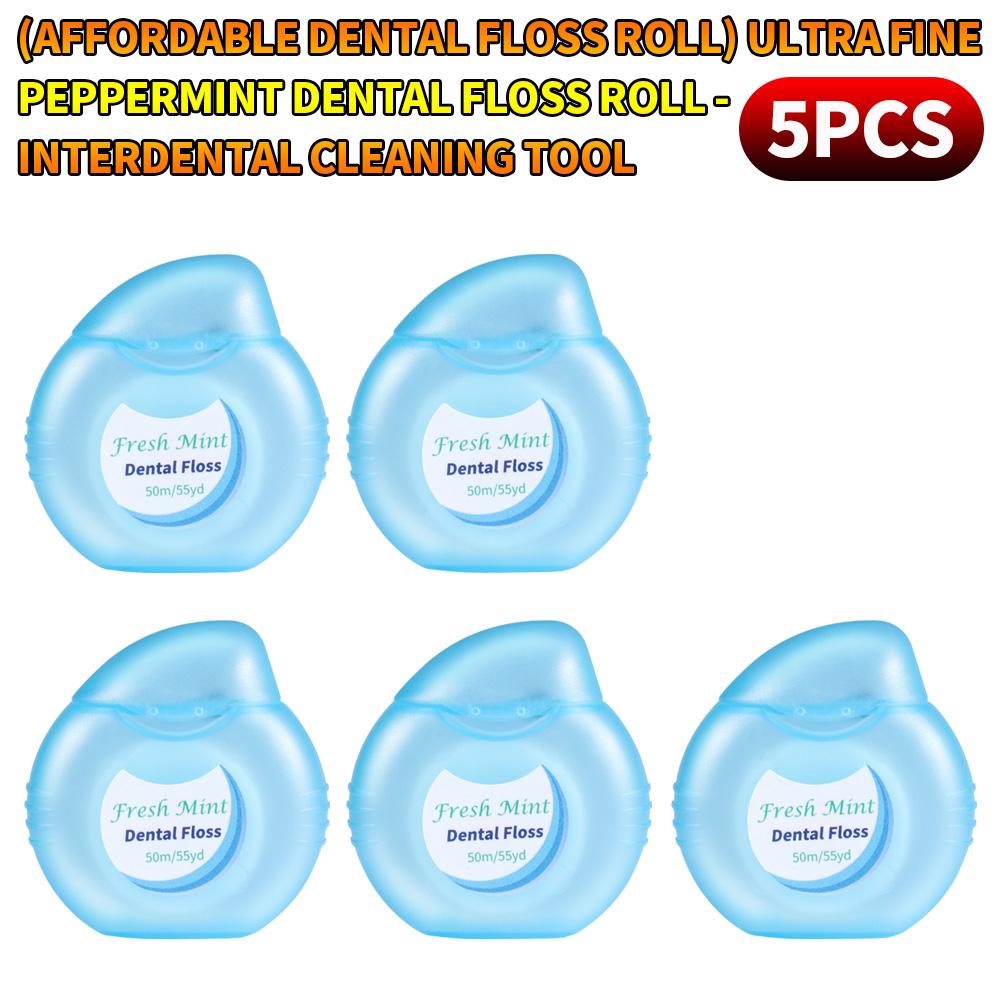 Ultra Thin Mint Flavored Dental Floss Roll 5Pcs, Deep Clean Between Teeth, Gentle Oral Care for Daily Use