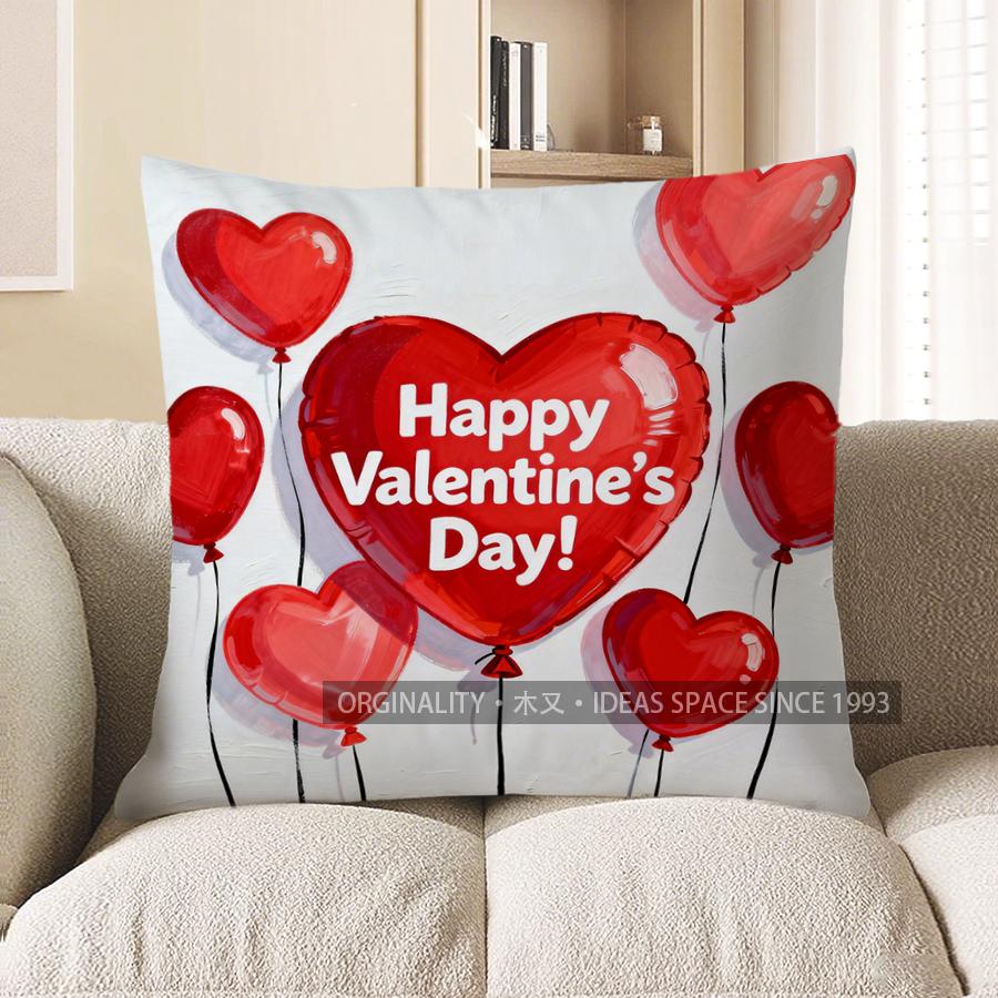

Домашний Декор Счастливого Дня Святого Валентина Сердечный Воздушный Шар Подушка Узор Наволочка Подходит Для Дивана Спальни Автомобиля Наволочка 40x40cm
