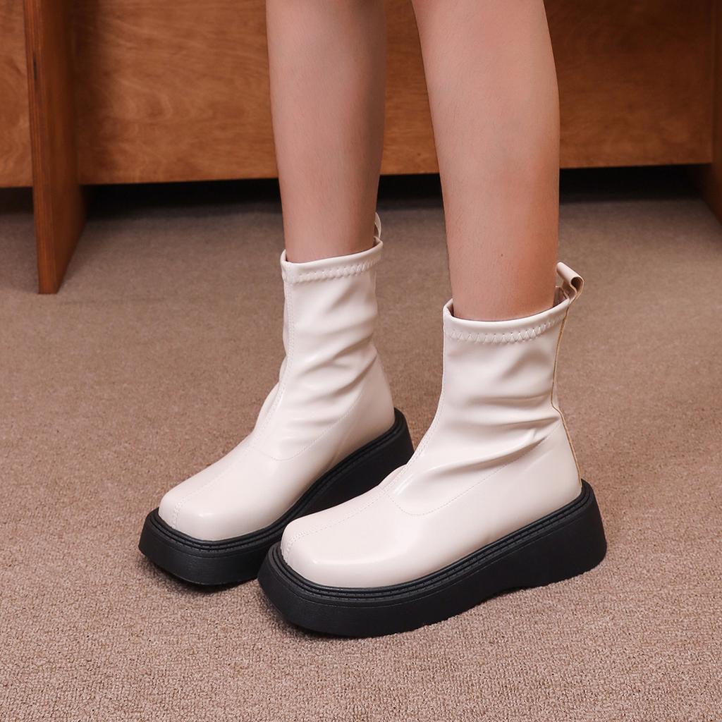 Women's Ankle Boots New 2026 Retro British Platform Short Boots Autumn High-quality Fashion Retro PU Leather Botas Para Mujer