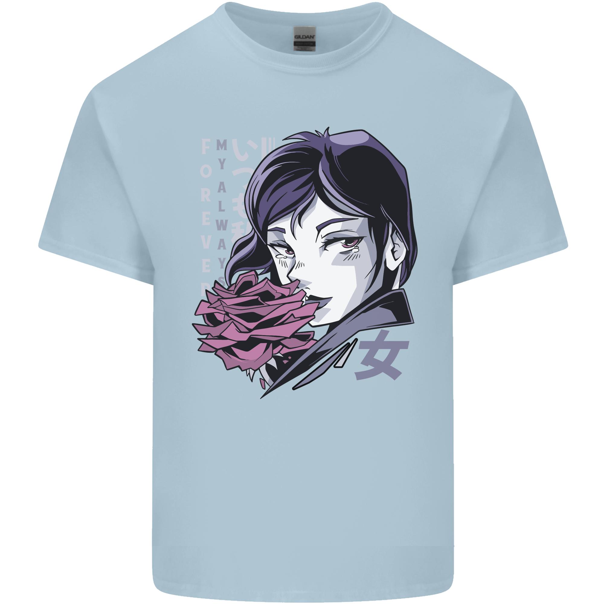 Anime Girl With Flowers Unisexs Light Cotton TShirt S