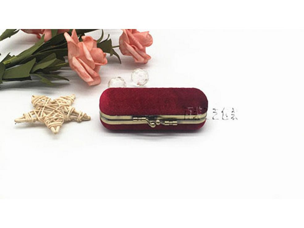 Creative Velvet Antique Bronze Clasp Lipstick Box with Mirror - Single Lipstick Storage and Gift Box