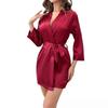 Elegat Home Spa Robe for Women - Soft Satin Feel V-Neck Long Sleeve Housecoat