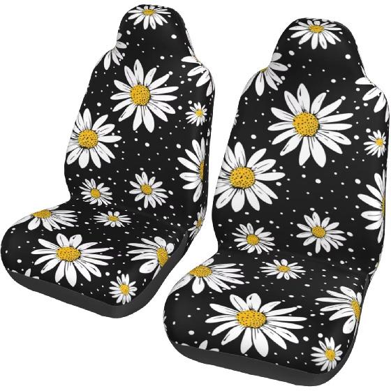 Floral Auto Seat Covers Cute Leaf Front Seat Protector Fit for Cars Sedan SUV Van Set of 2 Pcs, Sage Green Cloth Automotive Vehicle Seat Covers for