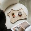 Vintage Travertine Stone Tray, Decorative Jewelry Plate Trinket Dish, Marble Counter Organizer for Bathroom Dresser Coffee Table