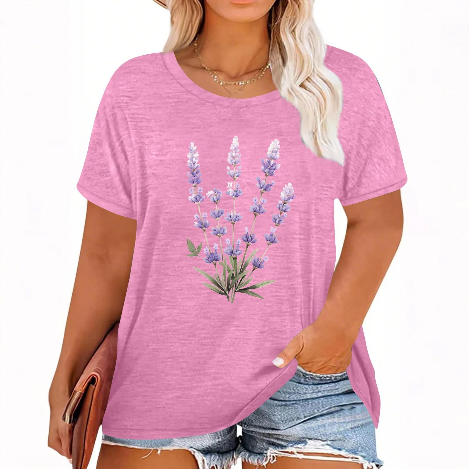 

Women s Hawaiian Floral Print Short Sleeve T-Shirt Top XL рожевий