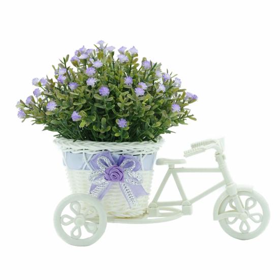 Artificial Flower Rattan Basket Tricycle Desktop Store Showcase Party Home Decor