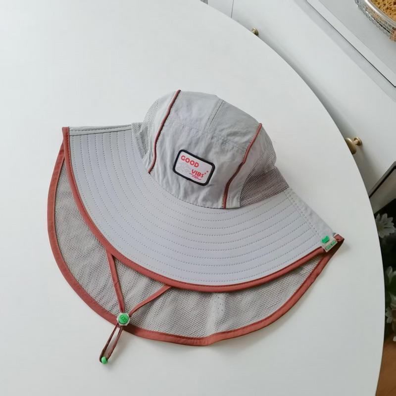 Kids Wide Brim Sun Hat Quick Dry Thin Bucket Cap for Boys Summer Outdoor UV Protection Breathable Travel Beach Hat 50-54CM серый