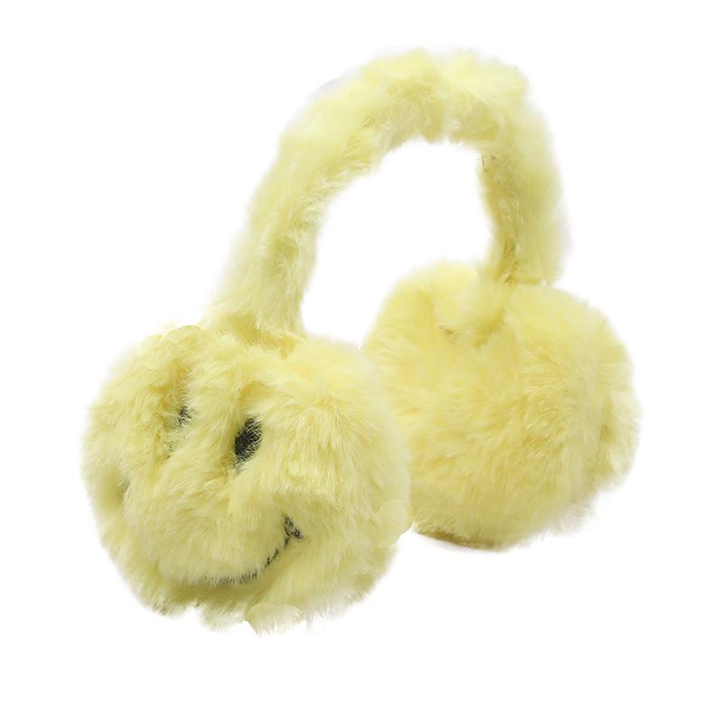 Cute Doll Accessories 18Inch American Doll Hanging Ear Covering Yellow Cartoon Smile Face Winter Clothes For 43cm New Born Doll